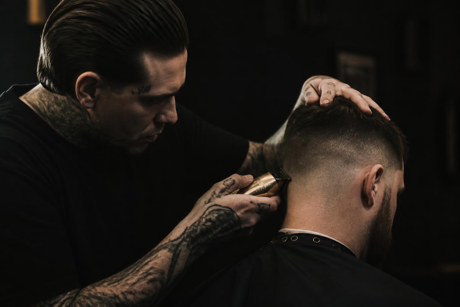 Barber giving a sharp fade